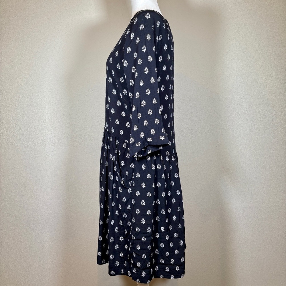 Garnet Hill Black Floral Midi Dress - Picture 3 of 7